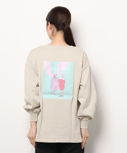 VIBGYOR（ヴィブジョー）の「201839　スモーキングロングTシャツ(YA)（Tシャツ/カットソー・レディース・ホワイト/チャコールグレー/ブルーグレー/グレイッシュベージュ・FREE）」の9枚目の写真