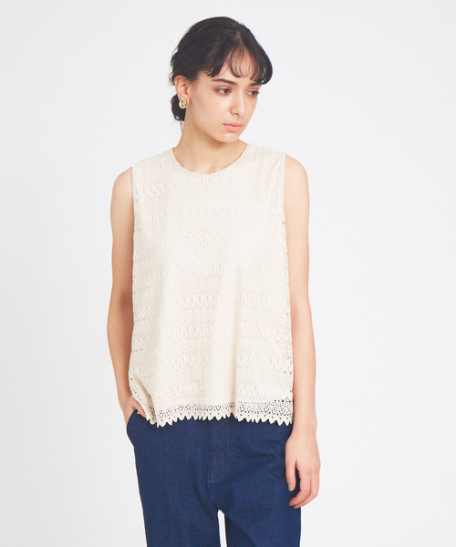 abahouse mavie（アバハウスマヴィ）の「レースノースリーブブラウス（シャツ/ブラウス・レディース・ホワイト/ブラック/アイボリー・フリー）」の4枚目の写真