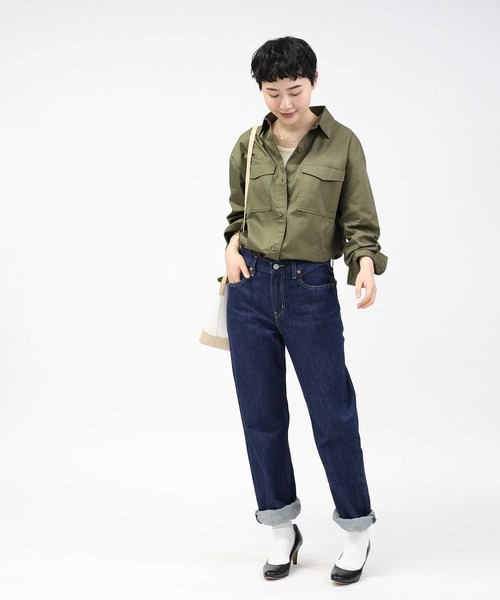 HONEYSUCKLE ROSE（ハニーサックルローズ）の「【HONEYSUCKLE ROSE】ツイルミリタリーシャツ（シャツ/ブラウス・レディース・カーキブラウン/ブラック・M/L）」の6枚目の写真