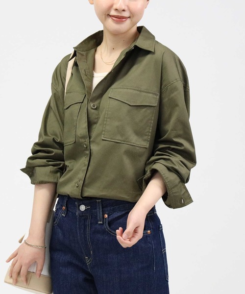 HONEYSUCKLE ROSE（ハニーサックルローズ）の「【HONEYSUCKLE ROSE】ツイルミリタリーシャツ（シャツ/ブラウス・レディース・カーキブラウン/ブラック・M/L）」の7枚目の写真