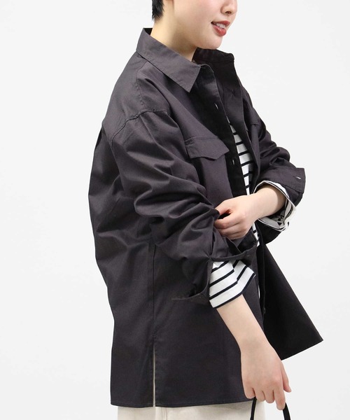 HONEYSUCKLE ROSE（ハニーサックルローズ）の「【HONEYSUCKLE ROSE】ツイルミリタリーシャツ（シャツ/ブラウス・レディース・カーキブラウン/ブラック・M/L）」の5枚目の写真