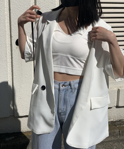 Jewelobe(ジュエローブ)の「レイヤード風ブラキャミソール(キャミソール・レディース・チャコールグレー/ブラック/オフホワイト/ピンク/ブルー・FREE)」の14枚目の写真