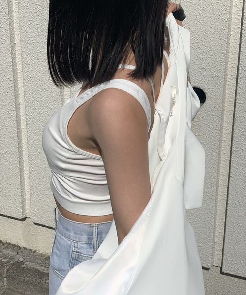 Jewelobe(ジュエローブ)の「レイヤード風ブラキャミソール(キャミソール・レディース・チャコールグレー/ブラック/オフホワイト/ピンク/ブルー・FREE)」の17枚目の写真