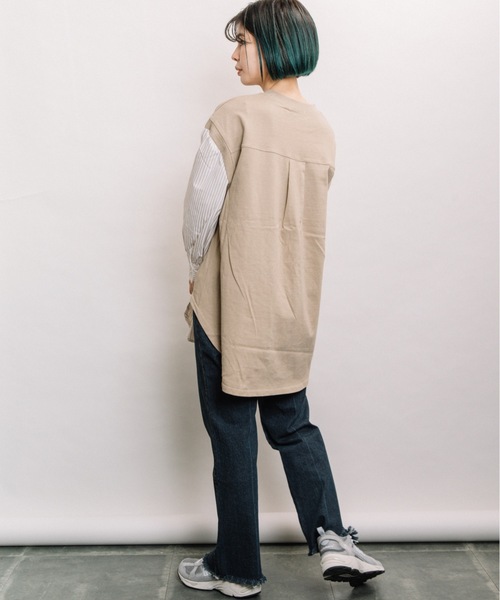 refinedworks（リファインドワークス）の「布帛ドッキングTN（Tシャツ/カットソー・レディース・ネイビー/オフホワイト/モカ・FREE）」の16枚目の写真