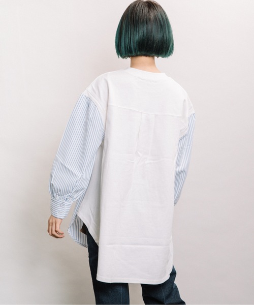 refinedworks（リファインドワークス）の「布帛ドッキングTN（Tシャツ/カットソー・レディース・ネイビー/オフホワイト/モカ・FREE）」の17枚目の写真