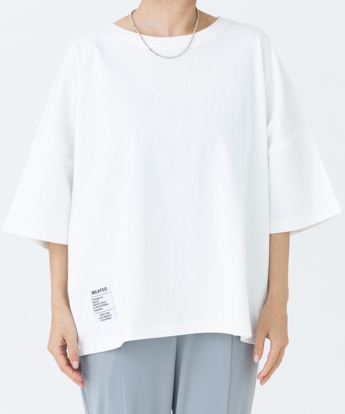 MILKFED.（ミルクフェド）の「S/S BIG TEE CAMOUFLAGE LOGO（Tシャツ/カットソー・レディース・ホワイト/ブラック・ONE SIZE）」の6枚目の写真