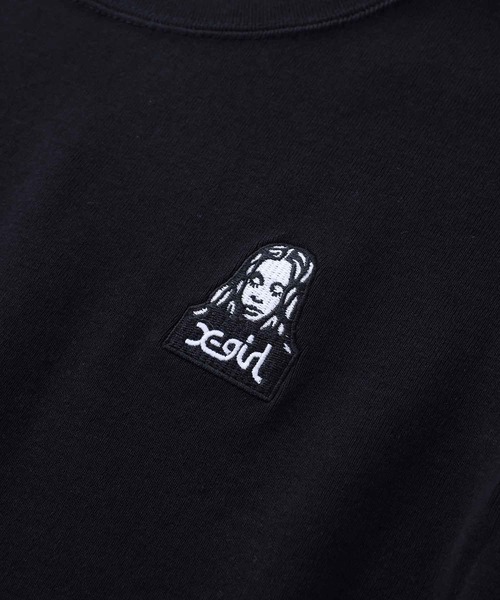X-girl（エックスガール）の「FACE S/S BABY TEE/フェイス刺繍　チビT（Tシャツ/カットソー・レディース・ホワイト/ブラック/カーキ・S/M）」の13枚目の写真