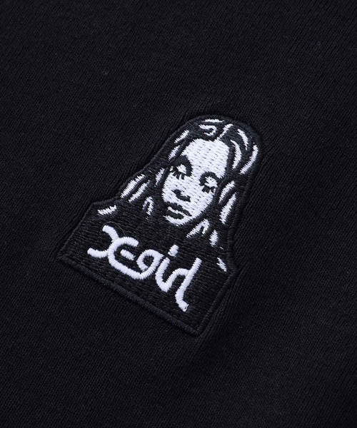 X-girl（エックスガール）の「FACE S/S BABY TEE/フェイス刺繍　チビT（Tシャツ/カットソー・レディース・ホワイト/ブラック/カーキ・S/M）」の14枚目の写真