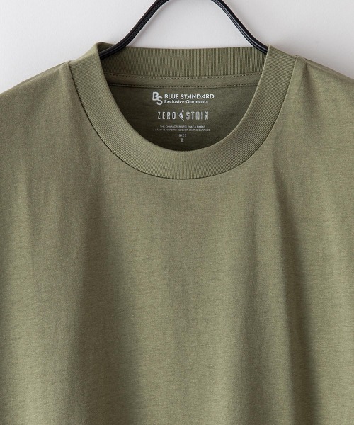 Blue Standard （ブルースタンダード）の「【BLUE STANDARD/ブルースタンダード】汗染みの目立ちにくいゼロステイン　汗シミ防止加工 ビッグシルエットTシャツ ルーズT（Tシャツ/カットソー・メンズ・オリーブ/ピンク系その他/ネイビー/ホワイト/ブラック/ベージュ/ダークグリーン/サックスブルー・LARGE/X-LARGE/MEDIUM/SMALL）」の9枚目の写真