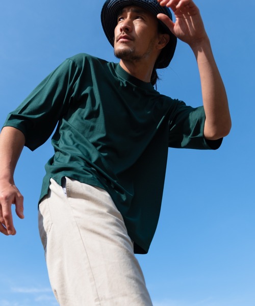 Blue Standard （ブルースタンダード）の「【BLUE STANDARD/ブルースタンダード】汗染みの目立ちにくいゼロステイン　汗シミ防止加工 ビッグシルエットTシャツ ルーズT（Tシャツ/カットソー・メンズ・オリーブ/ピンク系その他/ネイビー/ホワイト/ブラック/ベージュ/ダークグリーン/サックスブルー・LARGE/X-LARGE/MEDIUM/SMALL）」の22枚目の写真