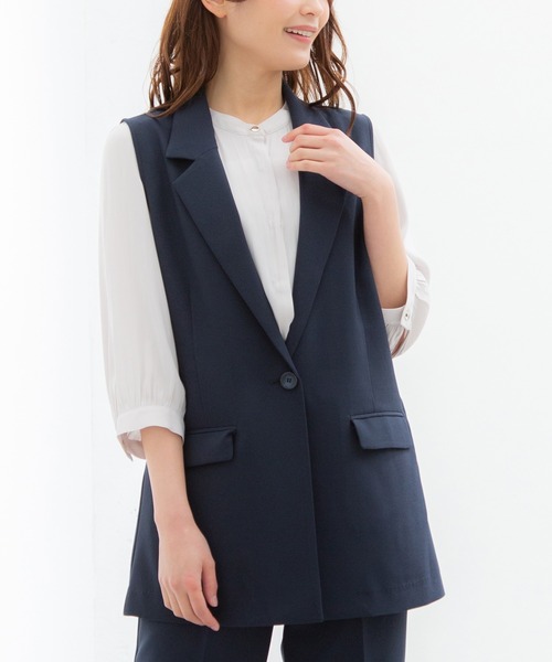 Honeys(ハニーズ)の「シングル釦テーラーベスト(ベスト・レディース・ブラック/ネイビー/ライトベージュ/ダークベージュ・LL/M/L)」の4枚目の写真