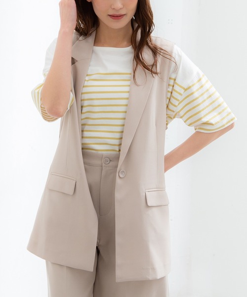 Honeys(ハニーズ)の「シングル釦テーラーベスト(ベスト・レディース・ブラック/ネイビー/ライトベージュ/ダークベージュ・LL/M/L)」の2枚目の写真