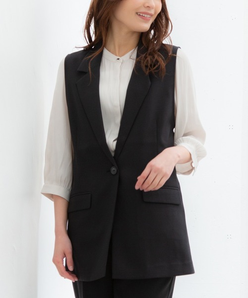 Honeys(ハニーズ)の「シングル釦テーラーベスト(ベスト・レディース・ブラック/ネイビー/ライトベージュ/ダークベージュ・LL/M/L)」の1枚目の写真