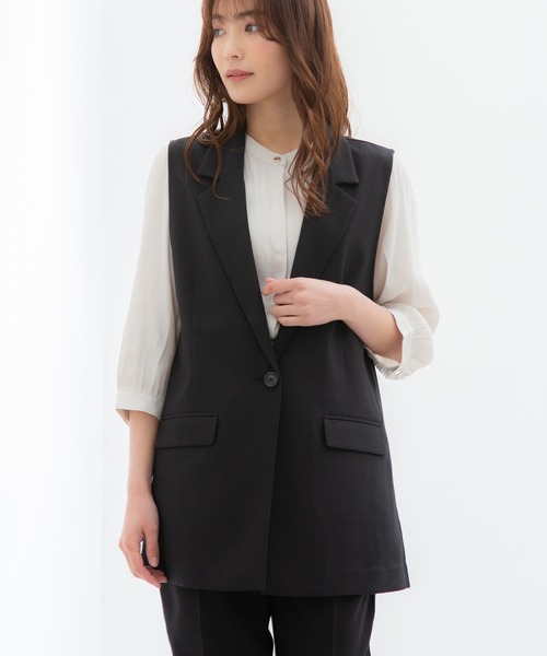 Honeys(ハニーズ)の「シングル釦テーラーベスト(ベスト・レディース・ブラック/ネイビー/ライトベージュ/ダークベージュ・LL/M/L)」の22枚目の写真