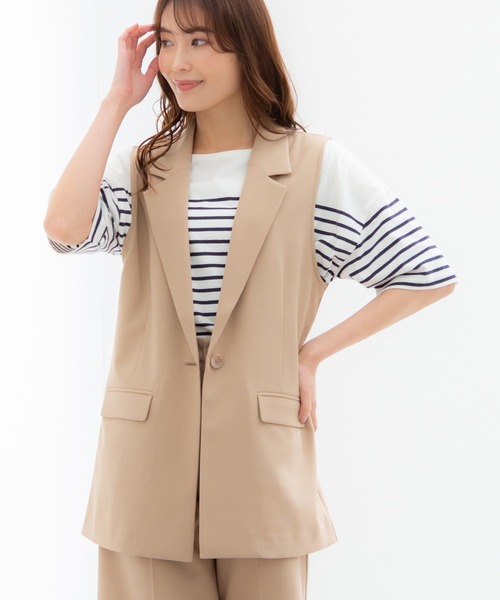 Honeys(ハニーズ)の「シングル釦テーラーベスト(ベスト・レディース・ブラック/ネイビー/ライトベージュ/ダークベージュ・LL/M/L)」の6枚目の写真