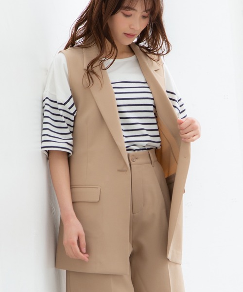 Honeys(ハニーズ)の「シングル釦テーラーベスト(ベスト・レディース・ブラック/ネイビー/ライトベージュ/ダークベージュ・LL/M/L)」の9枚目の写真