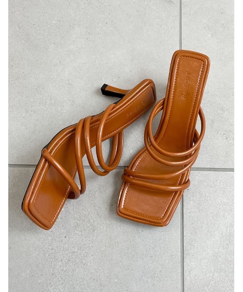 Re:EDIT（リエディ）の「[大きいサイズ有]スクエアトゥメニーストラップヒールサンダル（サンダル・レディース・ホワイト/ブラック/ベージュ/ライム/オレンジ・SMALL/X-LARGE/MEDIUM/XX-LARGE/LARGE）」の5枚目の写真