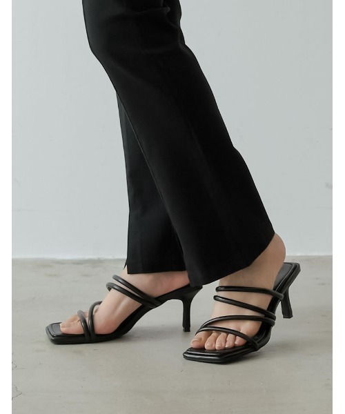 Re:EDIT（リエディ）の「[大きいサイズ有]スクエアトゥメニーストラップヒールサンダル（サンダル・レディース・ホワイト/ブラック/ベージュ/ライム/オレンジ・SMALL/X-LARGE/MEDIUM/XX-LARGE/LARGE）」の9枚目の写真