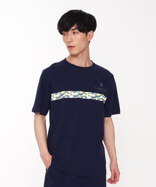 超ポイントバック祭 Lanvin Collection ランバン コレクション Tシャツ 半袖 メンズ トップス ルームウェア ボーダー クルーネック セットアップ対応可 ブランド 綿 コットン ルームウェア パジャマ ナイトウェア 部屋着 シンプル 大人 L 春 夏 秋 冬 プレゼント ギフト
