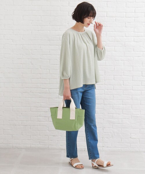 SHOO・LA・RUE（シューラルー）の「◆【目隠しフラップ】キャンバストート（トートバッグ・レディース・ダークグリーン/グレー/イエロー/ブルー/ナチュラル/ピンク系・00）」の17枚目の写真