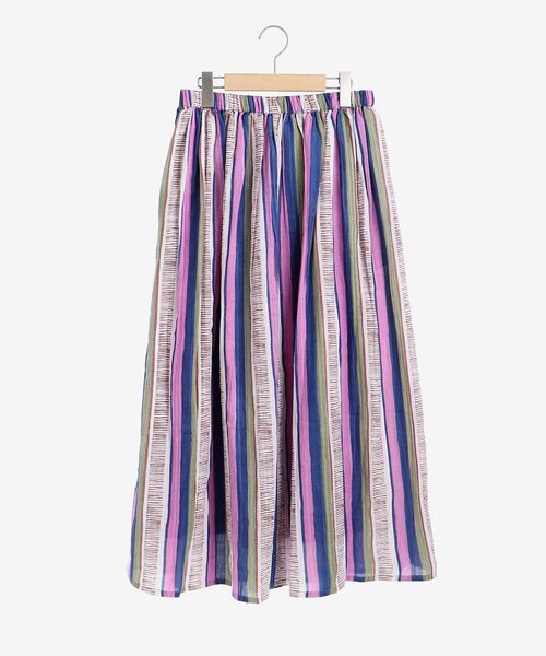 le.coeur blanc（ルクールブラン）の「マルチストライプギャザースカート（スカート・レディース・グリーン系その他/パープル系その他・38）」の3枚目の写真