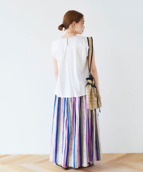 le.coeur blanc（ルクールブラン）の「マルチストライプギャザースカート（スカート・レディース・グリーン系その他/パープル系その他・38）」の5枚目の写真