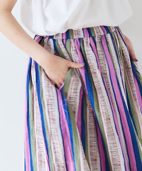 le.coeur blanc（ルクールブラン）の「マルチストライプギャザースカート（スカート・レディース・グリーン系その他/パープル系その他・38）」の8枚目の写真