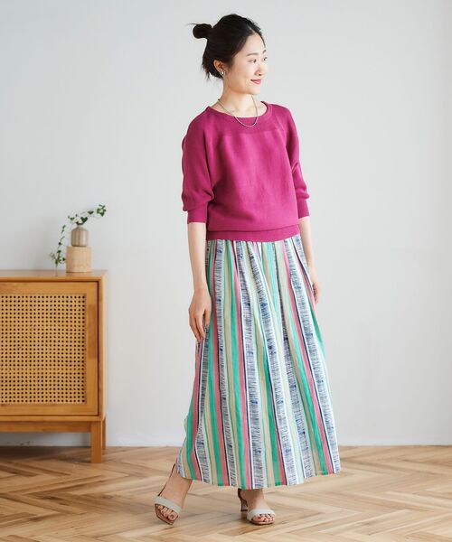 le.coeur blanc（ルクールブラン）の「マルチストライプギャザースカート（スカート・レディース・グリーン系その他/パープル系その他・38）」の9枚目の写真