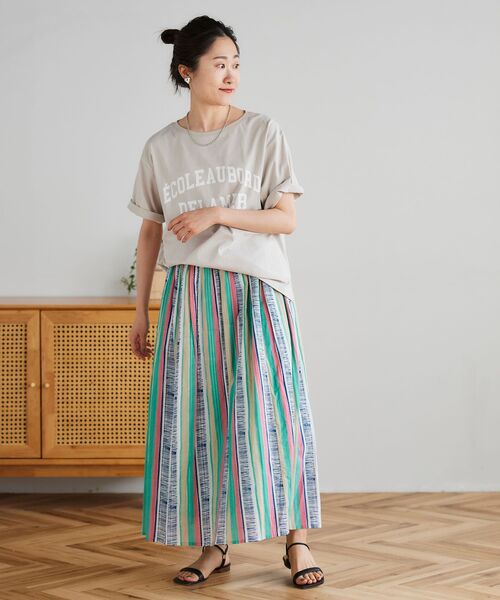 le.coeur blanc（ルクールブラン）の「マルチストライプギャザースカート（スカート・レディース・グリーン系その他/パープル系その他・38）」の10枚目の写真