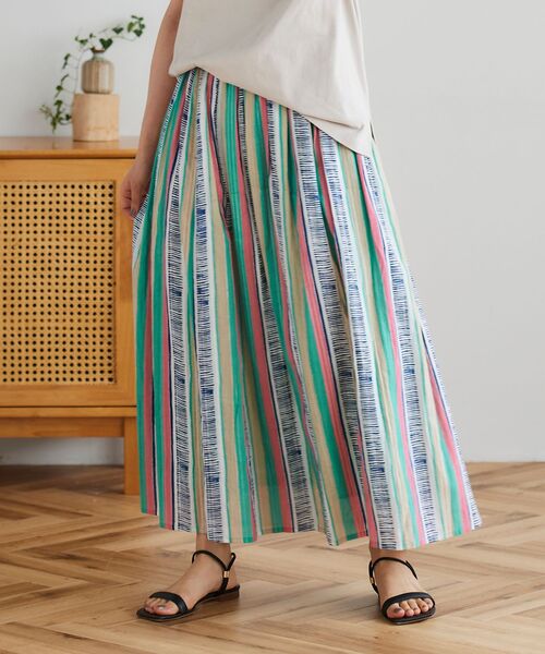 le.coeur blanc（ルクールブラン）の「マルチストライプギャザースカート（スカート・レディース・グリーン系その他/パープル系その他・38）」の11枚目の写真