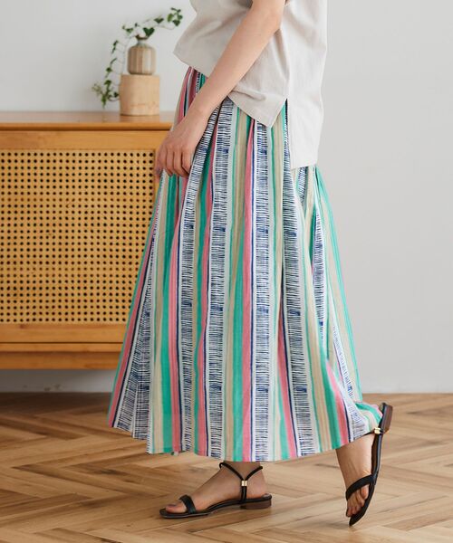 le.coeur blanc（ルクールブラン）の「マルチストライプギャザースカート（スカート・レディース・グリーン系その他/パープル系その他・38）」の12枚目の写真