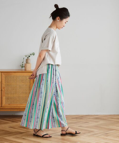 le.coeur blanc（ルクールブラン）の「マルチストライプギャザースカート（スカート・レディース・グリーン系その他/パープル系その他・38）」の13枚目の写真