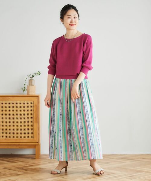 le.coeur blanc（ルクールブラン）の「マルチストライプギャザースカート（スカート・レディース・グリーン系その他/パープル系その他・38）」の15枚目の写真