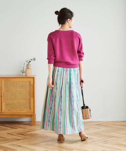 le.coeur blanc（ルクールブラン）の「マルチストライプギャザースカート（スカート・レディース・グリーン系その他/パープル系その他・38）」の16枚目の写真