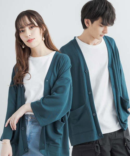 Rocky Monroe(ロッキーモンロー)の「オーバーサイズ クールダンボール 七分袖カーディガン(カーディガン/ボレロ・メンズ・ライトグレー/ブラック/ベージュ/マスタード/ブルーグリーン/パープル・M/L)」の5枚目の写真