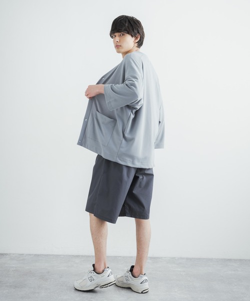 Rocky Monroe(ロッキーモンロー)の「オーバーサイズ クールダンボール 七分袖カーディガン(カーディガン/ボレロ・メンズ・ライトグレー/ブラック/ベージュ/マスタード/ブルーグリーン/パープル・M/L)」の11枚目の写真