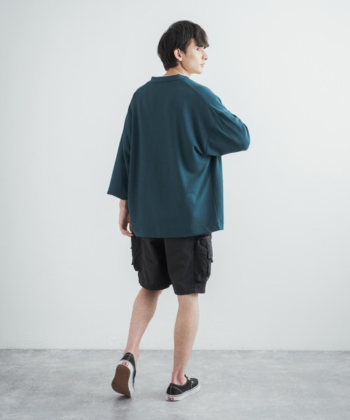 Rocky Monroe(ロッキーモンロー)の「オーバーサイズ クールダンボール 七分袖カーディガン(カーディガン/ボレロ・メンズ・ライトグレー/ブラック/ベージュ/マスタード/ブルーグリーン/パープル・M/L)」の8枚目の写真