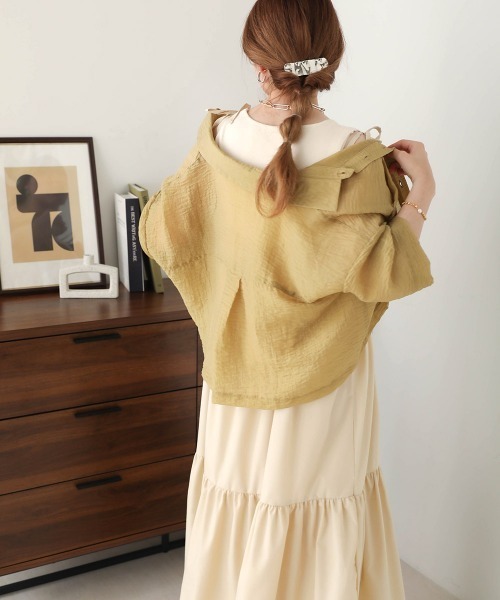 Bab（バブ）の「シアーショートシャツブラウス（シャツ/ブラウス・レディース・ベージュ/ピンク/アイボリー・M）」の12枚目の写真