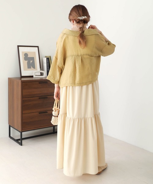 Bab（バブ）の「シアーショートシャツブラウス（シャツ/ブラウス・レディース・ベージュ/ピンク/アイボリー・M）」の13枚目の写真