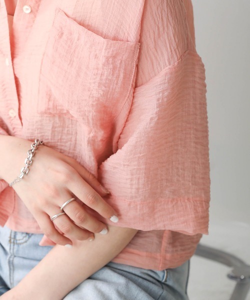 Bab（バブ）の「シアーショートシャツブラウス（シャツ/ブラウス・レディース・ベージュ/ピンク/アイボリー・M）」の20枚目の写真