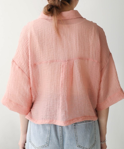 Bab（バブ）の「シアーショートシャツブラウス（シャツ/ブラウス・レディース・ベージュ/ピンク/アイボリー・M）」の21枚目の写真