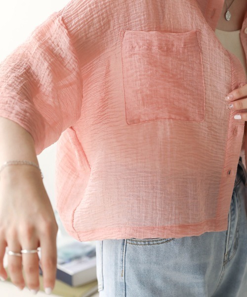 Bab（バブ）の「シアーショートシャツブラウス（シャツ/ブラウス・レディース・ベージュ/ピンク/アイボリー・M）」の22枚目の写真