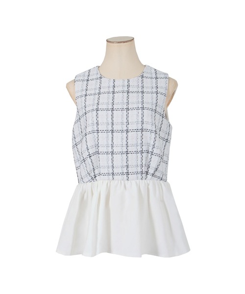 Julia Boutique（ジュリアブティック）の「異素材ペプラムトップス/22110（Tシャツ/カットソー・レディース・ホワイト/ブラック・ONE）」の20枚目の写真