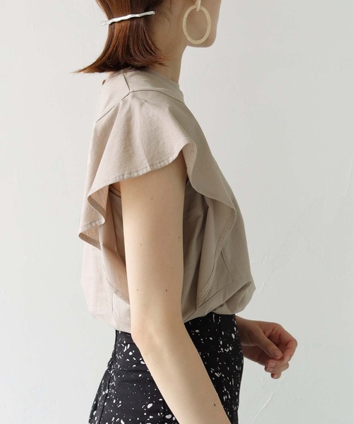 HER CLOSET（ハークローゼット）の「【TWENTY THREE】シルケットフレンチフレアスリーブカットソーブラウスTシャツ（Tシャツ/カットソー・レディース・ブラック/オフホワイト/ブルー/グリーン/グレイッシュベージュ・FREE）」の20枚目の写真