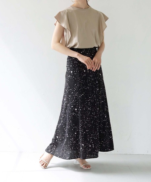 HER CLOSET（ハークローゼット）の「【TWENTY THREE】シルケットフレンチフレアスリーブカットソーブラウスTシャツ（Tシャツ/カットソー・レディース・ブラック/オフホワイト/ブルー/グリーン/グレイッシュベージュ・FREE）」の21枚目の写真