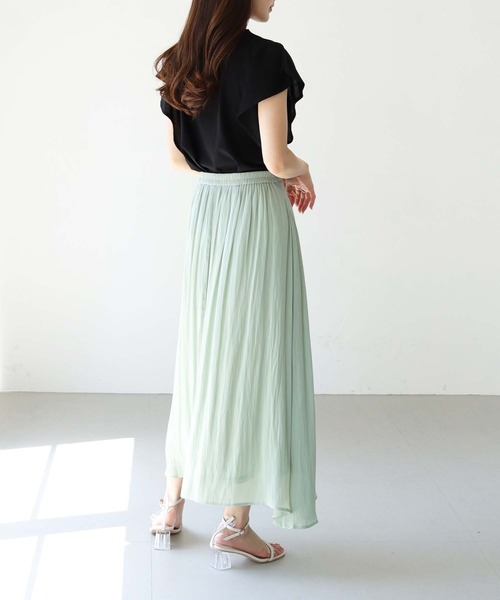 HER CLOSET（ハークローゼット）の「【TWENTY THREE】シルケットフレンチフレアスリーブカットソーブラウスTシャツ（Tシャツ/カットソー・レディース・ブラック/オフホワイト/ブルー/グリーン/グレイッシュベージュ・FREE）」の16枚目の写真