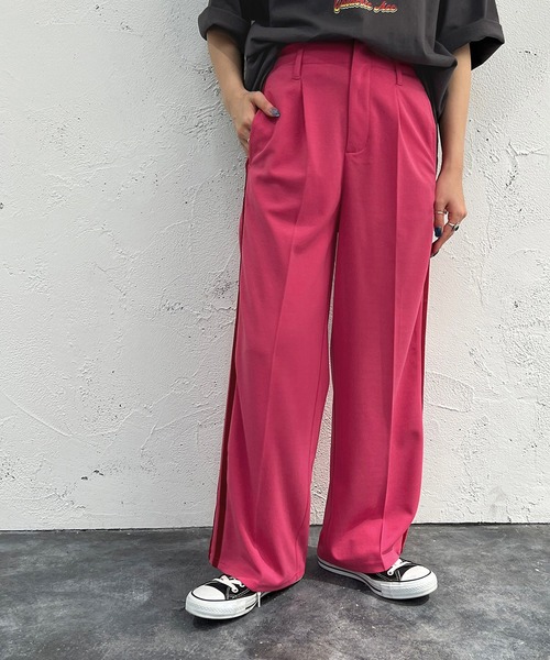 Kijun ラインパンツ コカ coca ジョーゼットラインパンツ （Wine） - ファッション通販