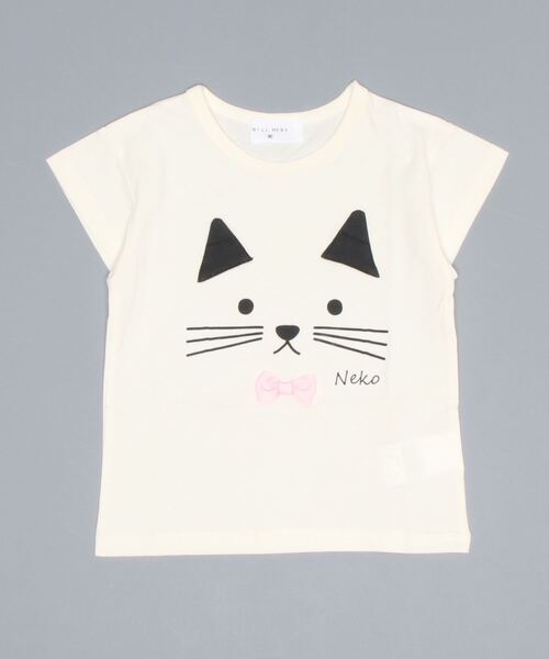 Will Mery（ウイルメリィ）の「ネコプリントＴシャツ（Tシャツ/カットソー・キッズ・ホワイト/オレンジ・90/100/110/120/130）」の2枚目の写真