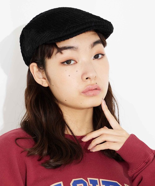 X-girl(エックスガール)の「CORDUROY HUNTING CAP(ハンチング/ベレー帽・レディース・ホワイト/ライトブルー/ブラック・ONE SIZE)」の4枚目の写真