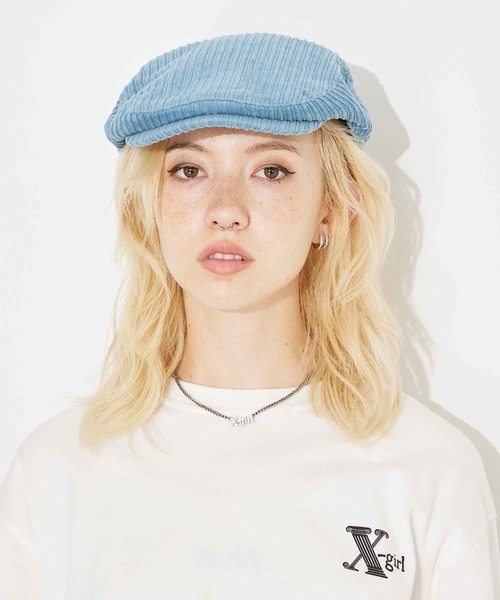 X-girl(エックスガール)の「CORDUROY HUNTING CAP(ハンチング/ベレー帽・レディース・ホワイト/ライトブルー/ブラック・ONE SIZE)」の5枚目の写真